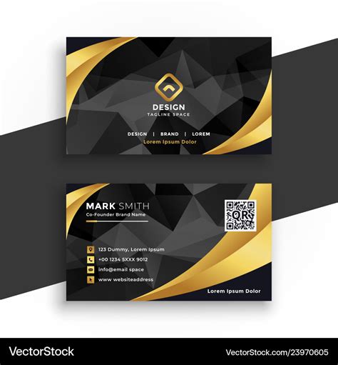 Luxury business card in black and gold colors Vector Image