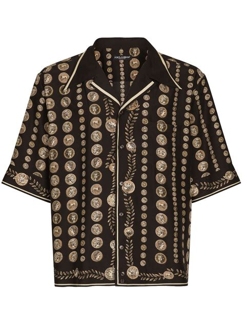 Dolce Gabbana Monete Print Silk Shirt Farfetch