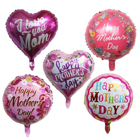 6pcs Set 18inch Printed Foil Balloons Mothers Day Heart Shape Love