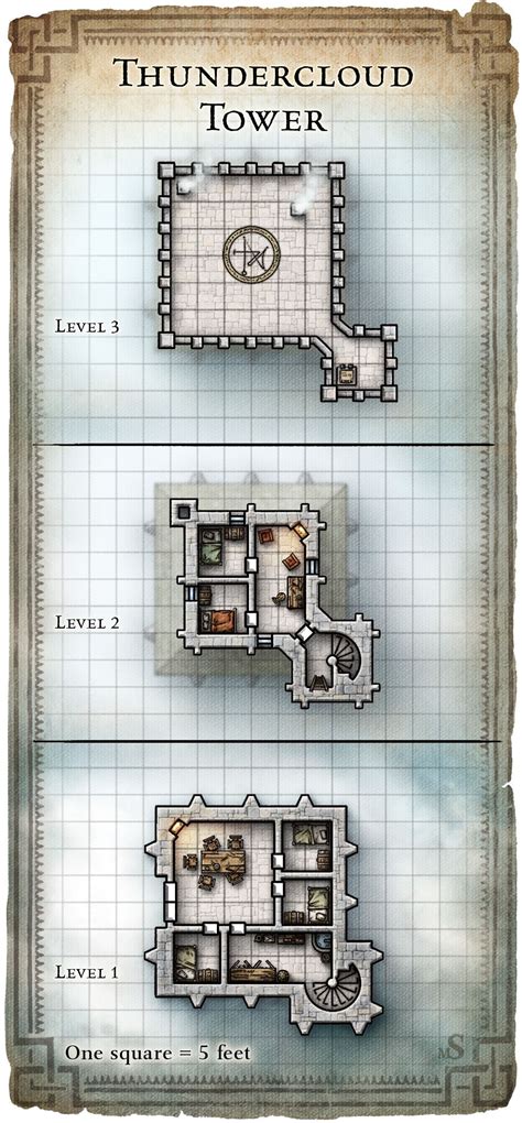 Thundercloud Tower Fantasy Map Dungeon Maps Dnd Maps