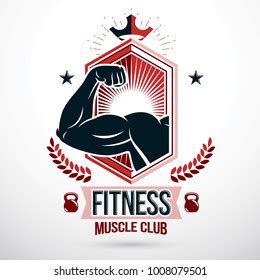 Bodybuilding Motivation Poster Vector Composition Muscular Stock Vector