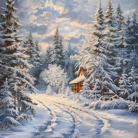 Premium Photo Snowy Forest Cabin Winter Landscape With Cozy Trees