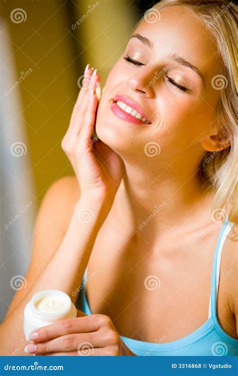 Woman Applying Creme Stock Photo Image Of Finger Glamour