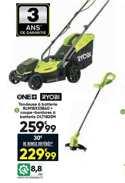 Promo Tondeuse à Batterie Coupe bordures à Batterie Ryobi chez