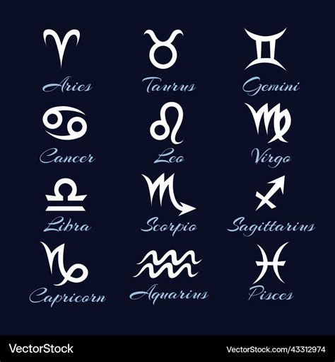 Astrological glyphs collection Royalty Free Vector Image