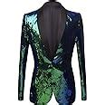 Pyjtrl Men Stylish Two Color Conversion Shiny Sequins Blazer Suit