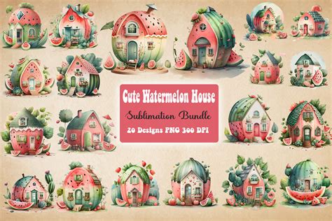 Watermelon House Watercolor Bundle By Mulew Art Thehungryjpeg