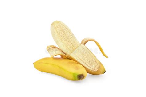 Peeled Unpeeled Banana Isolated White Stock Photos Free And Royalty