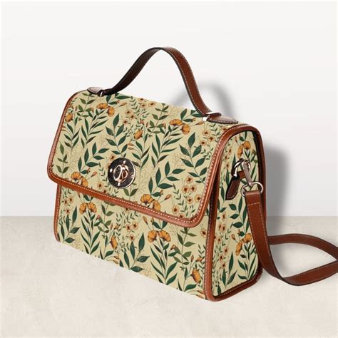 Retro Olive Green Floral Canvas Satchel Bag Cute Women Boho Crossbody