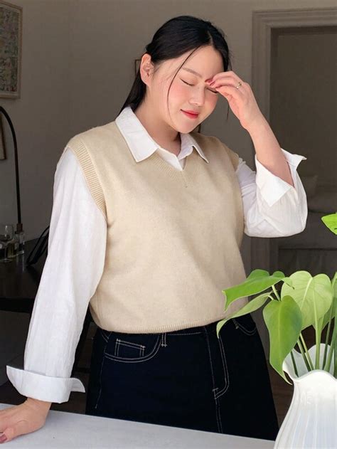 Dazy Petite Plus Solid Sweater Vest Without Blouse Shein Euqs