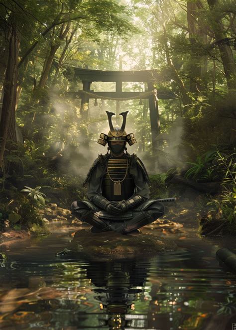 Samurai Warrior Meditation Poster Picture Metal Print Paint By