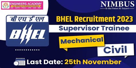 Bhel Supervisor Trainee 2023 Recruitment Apply Online Syllabus Exam