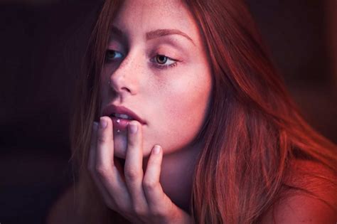 Face Women Redhead Model Portrait Long Hair Blue Eyes Open Mouth