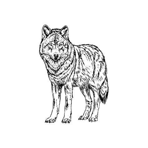 Wolf Hand Drawn Illustration Vector Premium AI Generated Vector