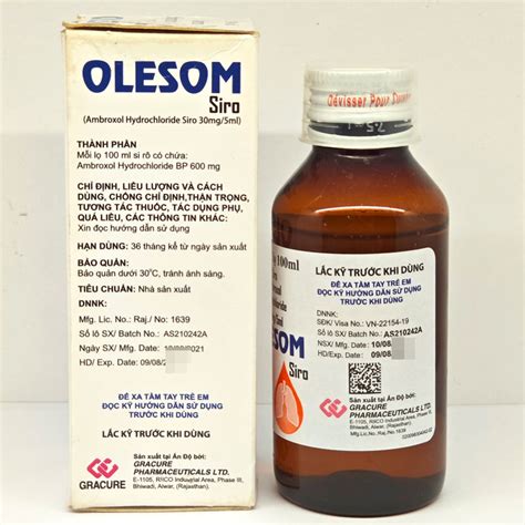 Siro Olesom 30mg 5ml Trị ho có đờm liên quan đến co thắt phế quản