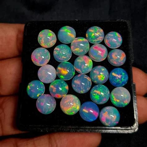 Rainbow Gorgeous Ethiopian Opal Mm Calibrated Round Cabochon At Rs