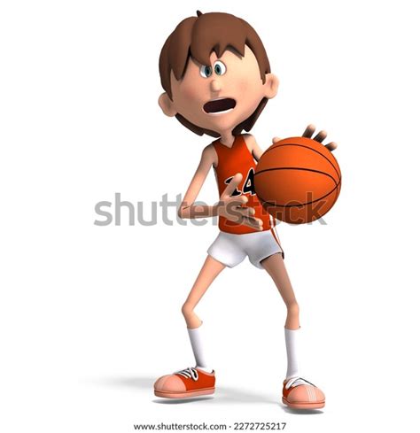 3dillustration Cute Funny Cartoon Basketball Player Stock Illustration ...