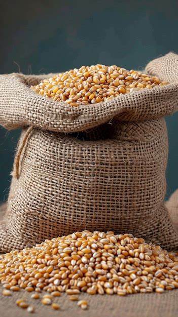 Premium Photo Grain Close Up Small Sack With Wheat Capturing