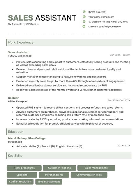 Sales Assistant CV Example & Writing Guide for 2024