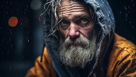 Premium AI Image | homeless person emotional editorial portrait photography