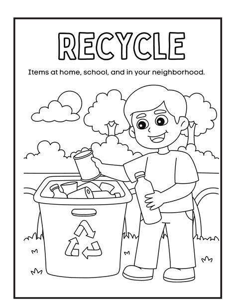 Reduce Reuse Recycle Coloring Page