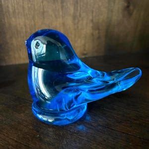 Vintage Leo Ward Glass Bluebird Of Happiness Signed Figurine 1991 Etsy