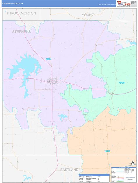 Stephens County Tx Wall Map Color Cast Style By Marketmaps