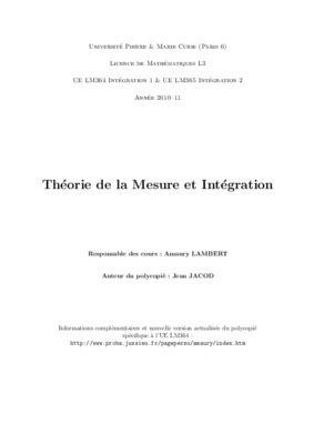 Mesure Et Integration Cours Et Exercices Corriges Pdf Notice Manuel D