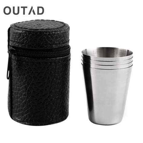 Outad 1 Set Van 4 Rvs 30ml 70ml 180ml Camping Cup Mok Drinken Koffie