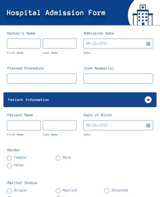 Hospital Admission Form Template Jotform