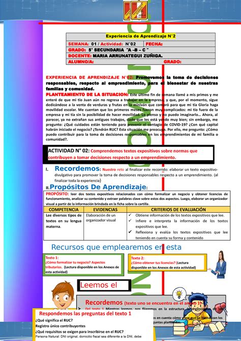 Sec Exp Aprend Ii Actividad Comunica Experiencia De Aprendizaje