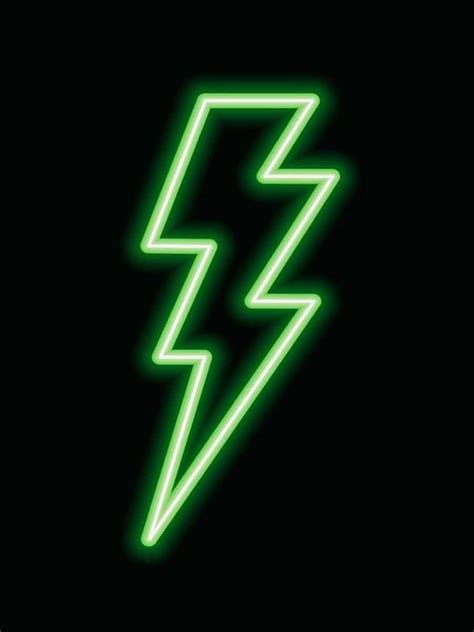 Download Green Neon Lightning In Black Wallpaper