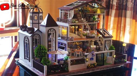 Diy Miniature Doll House Brown Mansion F With Full Furniture