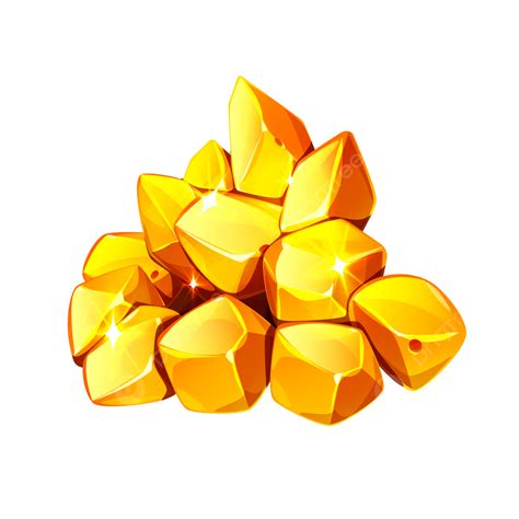 Gold Gem Stones Nugget Mineral Boulder Stone Rock Precious Cartoon