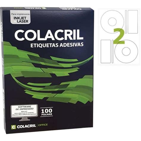 Etiqueta Para Cd E Dvd Carta 115Mm 100 Folhas CC100CD Colacril