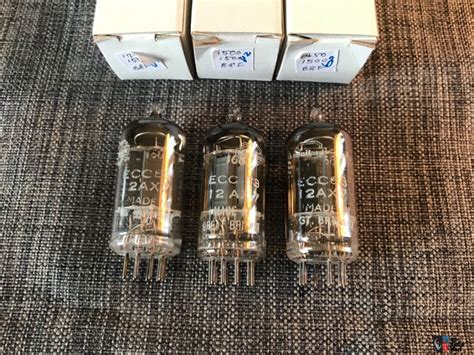 Three Mullard 12AX7 ECC83 Long Plate Dual Post Getter Rare For Sale