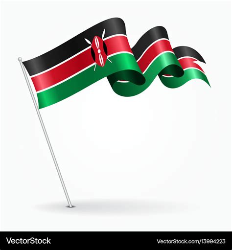 Kenyan Pin Wavy Flag Royalty Free Vector Image