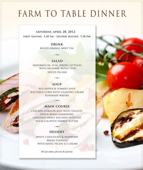 Previous Farm To Table Dinners Dinner Menu 6 Course Meal Menu Ideas