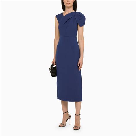 Roland Mouret Navy Sheath Dress In Wool Thedoublef