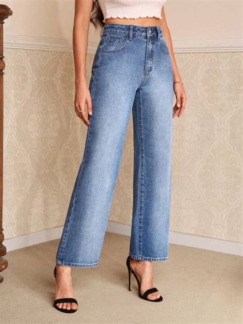 SHEIN Frenchy cintura alta Calça jeans reta SHEIN Brasil