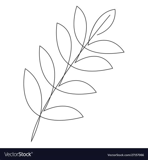 Leaf one line drawing Royalty Free Vector Image