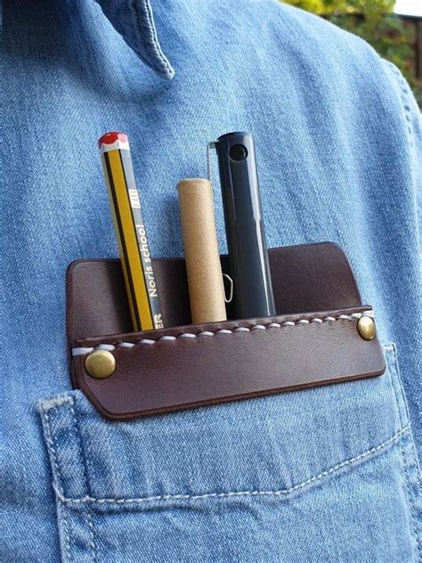 Leather Pocket Protector, Pen Pouch, Shirt Pocket Protector, Pen Pencil ...