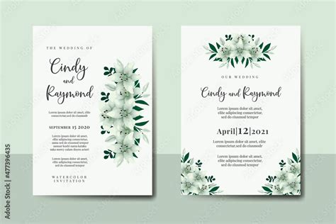 Wedding Invitation Frame Set Floral Digital Watercolor Hand Drawn