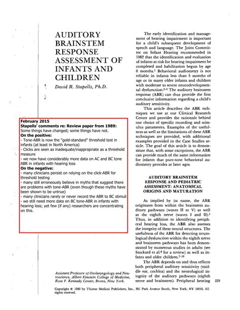 (PDF) Auditory brainstem response assessment of infants and children