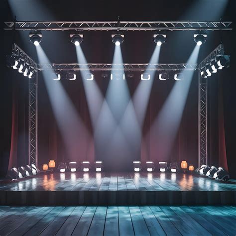 Premium Photo Empty Stage With Lighting Equipment On A Stage