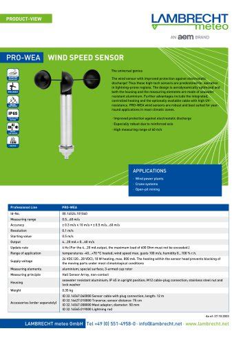 Ora Wind Direction Sensor Wilh Lambrecht Gmbh Pdf Catalogs