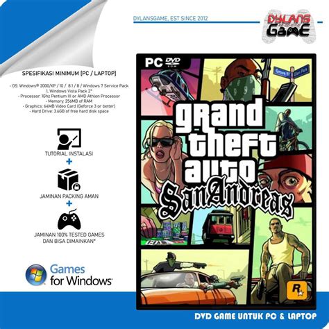 Jual GTA San Andreas Grand Theft Auto Kaset DVD Game PC Shopee Indonesia