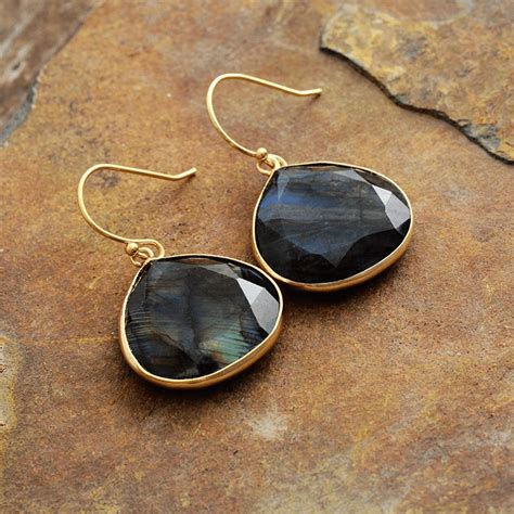 Boucles D Oreilles Pierre Naturelle En Labradorite Chakras Shop