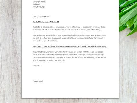 Harassment Cease And Desist Letter Template Cease And Desist Letter Cease And Desist Template