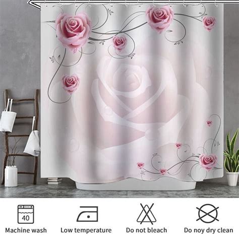 Завеса за баня Pink Rose Waterproof Shower Curtain olele bg